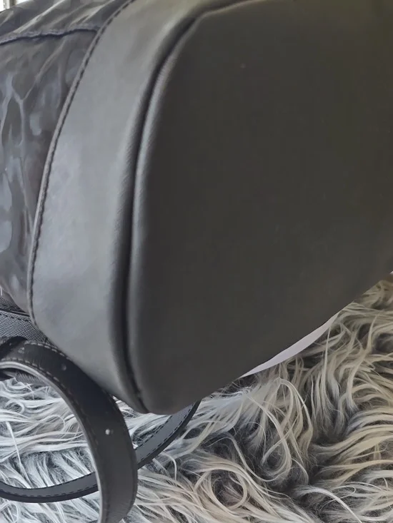 Michael Kors Black Leopard Nylon Backpack Gold Zip MK Logo EUC - Picture 7 of 12